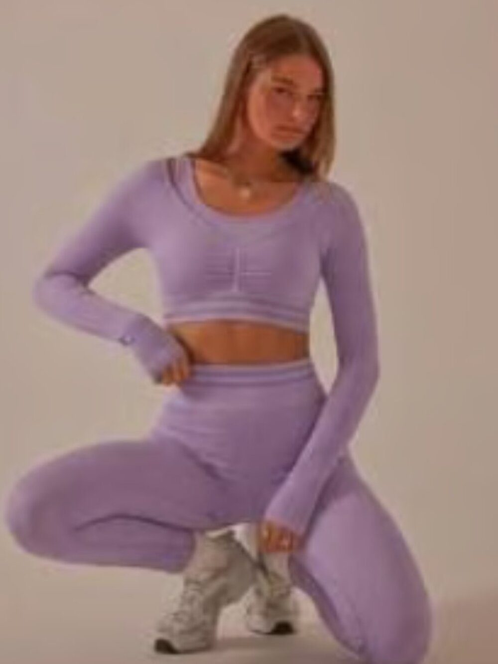 Seamless Leggings and Long Sleeve Crop Top Matching Set - Picture 7 of 10